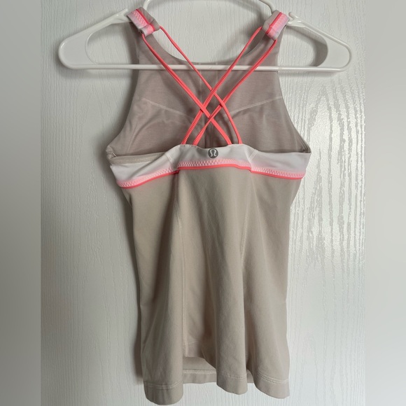 Lululemon Athletica Tan and Pink Fitted Tank Top - Picture 2 of 2